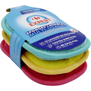 Éponges lavables multi-usages Longue Durée Ne Raye Pas Toutes Surfaces 52 Lavages En Machine CARREFOUR EXPERT