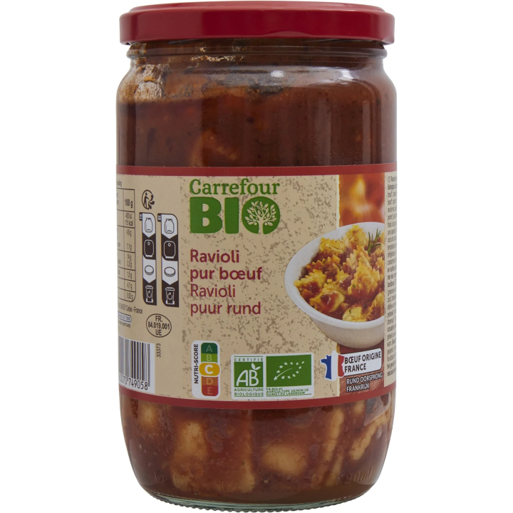 Plat cuisiné ravioli pur bœuf Bio CARREFOUR BIO