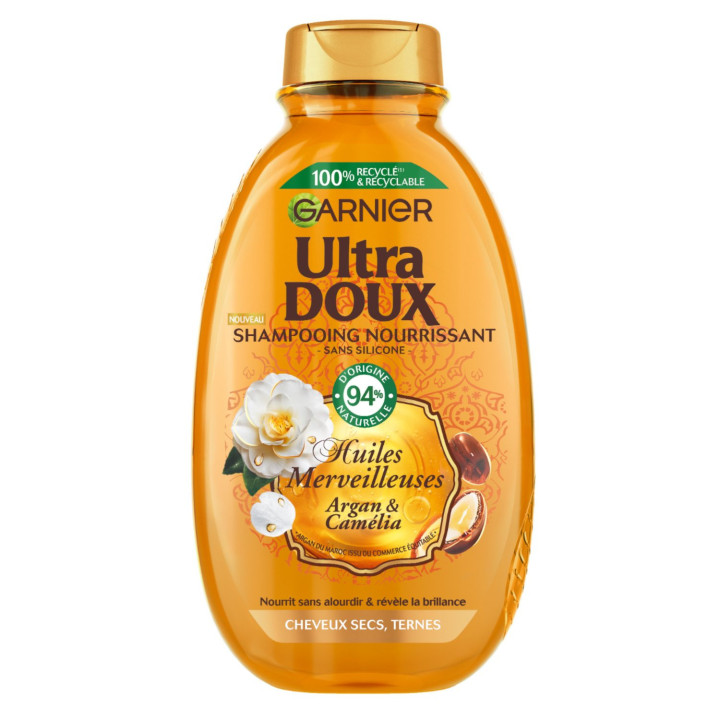 Shampoing Nourrissant pour Cheveux secs et ternes Argan & Camélia Ultra doux GARNIER