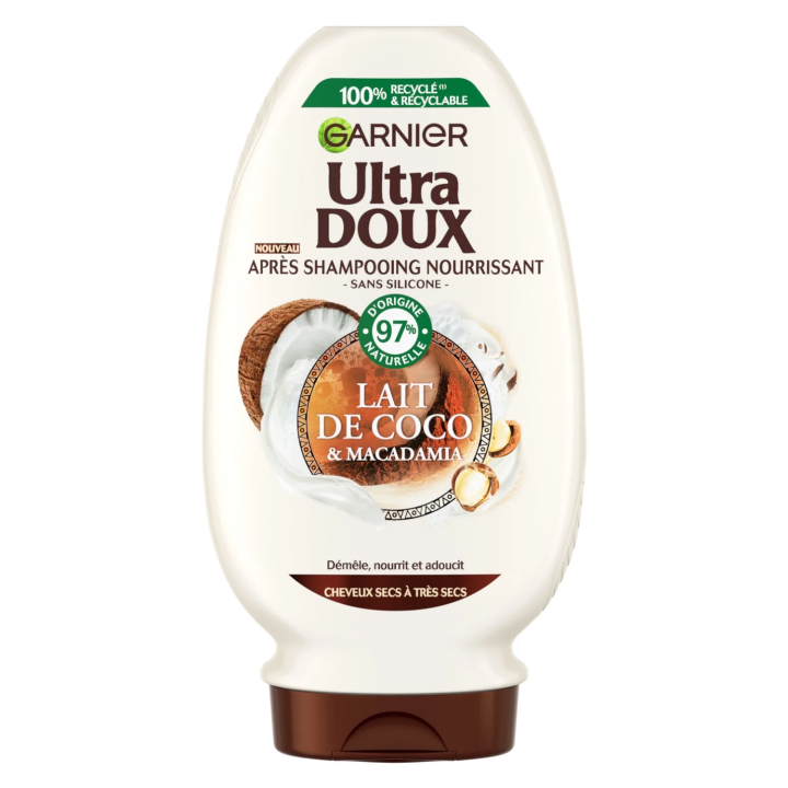 Après-Shampoing Nourissant pour Cheveux secs Lait de coco et Macadamia Ultra doux GARNIER