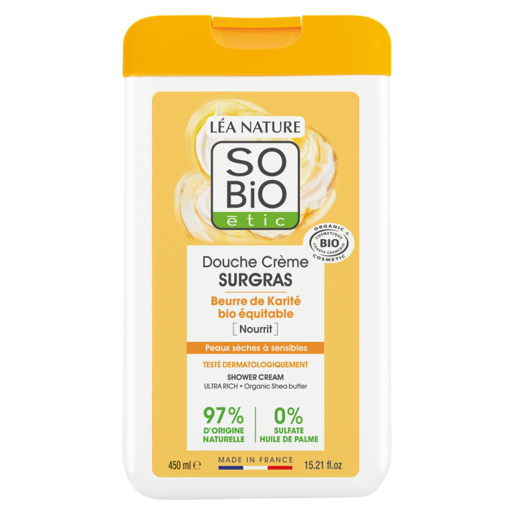 Crème douche Surgras Beurre de Karité Bio Sans Sulfate SO'BIO ETIC