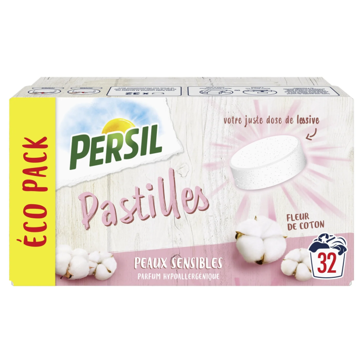Lessive Pastilles Peaux Sensibles Fleur de Coton PERSIL